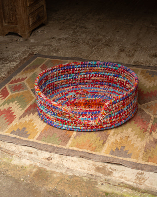 Recycled Sari Dog Basket - 4