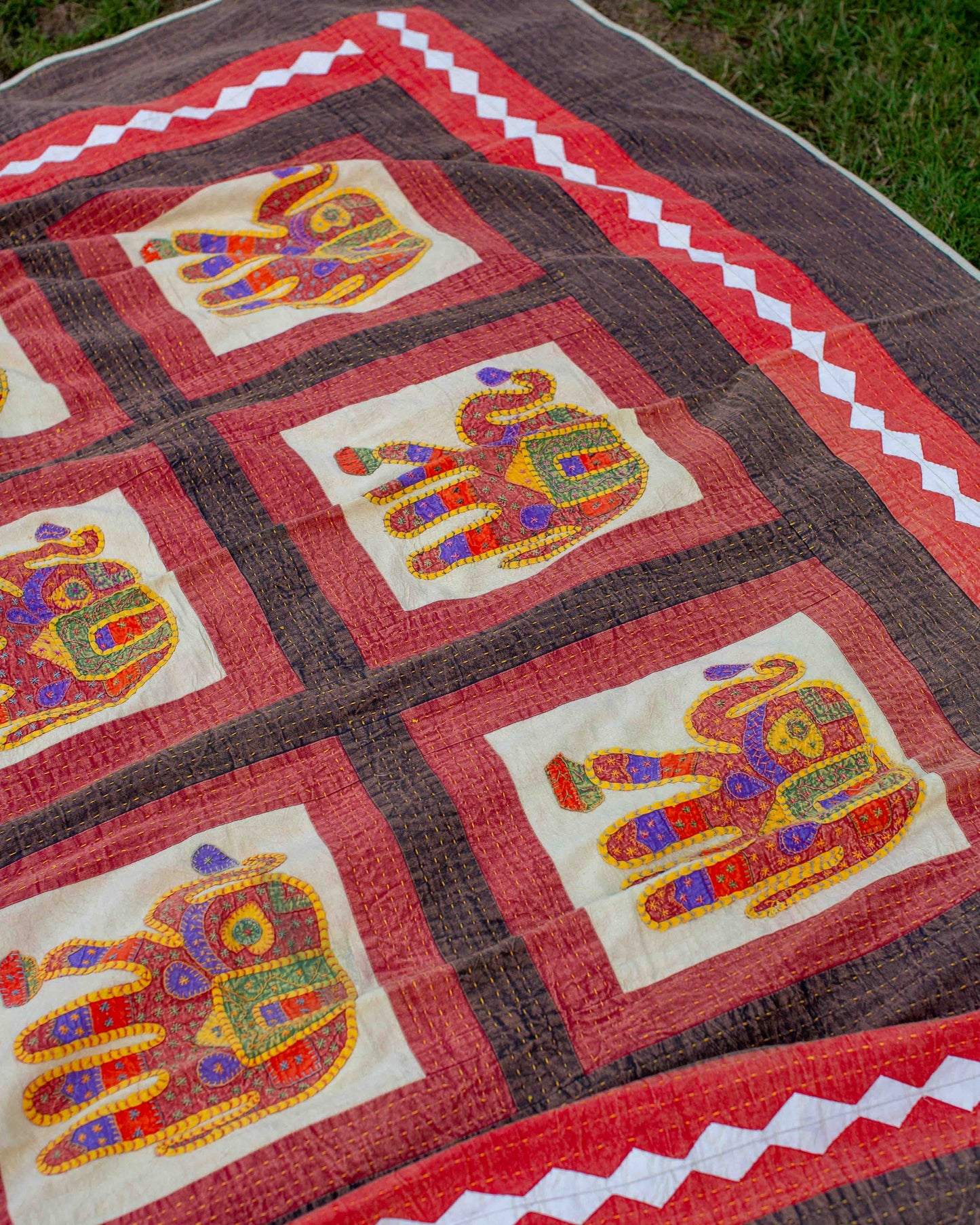 Elephant Kantha Throw 220 x 270cm
