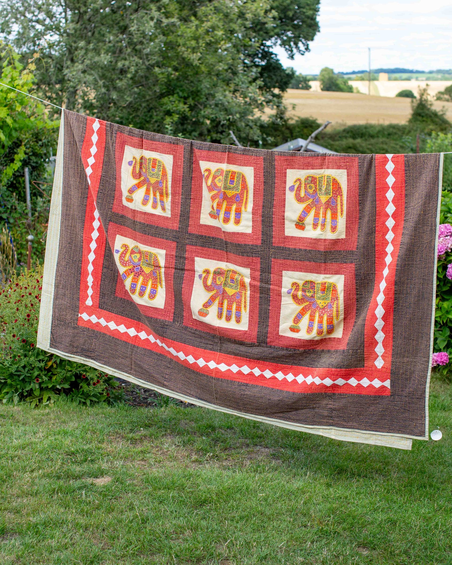 Elephant Kantha Throw 220 x 270cm