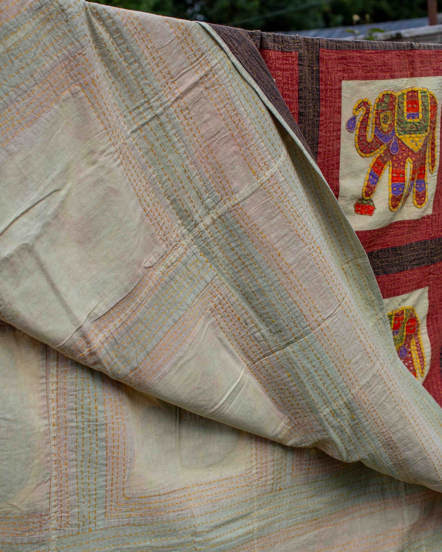 Elephant Kantha Throw 220 x 270cm