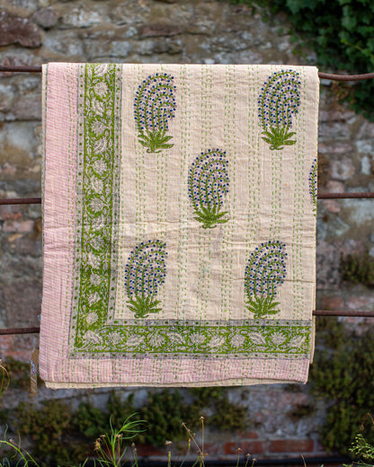 Floral Gudri Kantha Throw