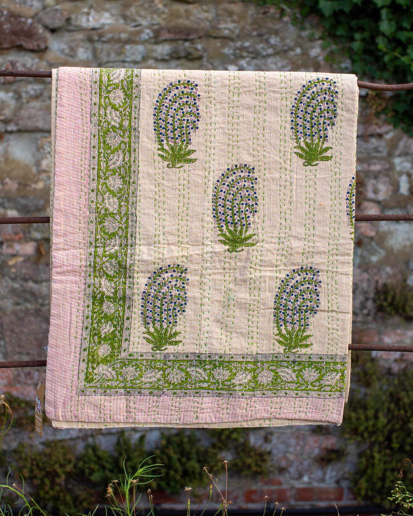 Floral Gudri Kantha Throw