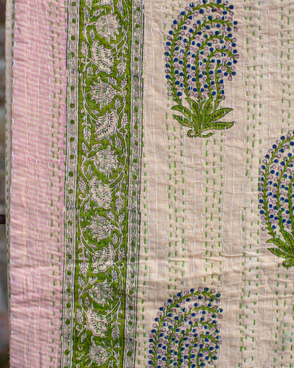 Floral Gudri Kantha Throw