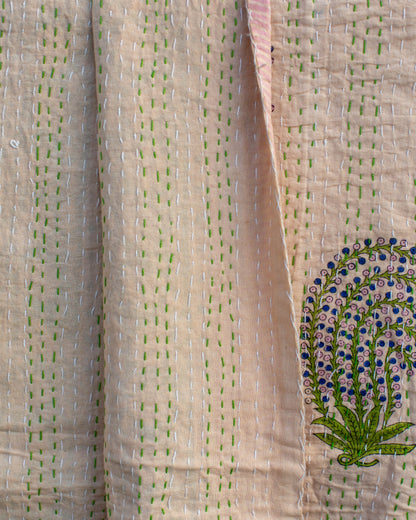 Floral Gudri Kantha Throw