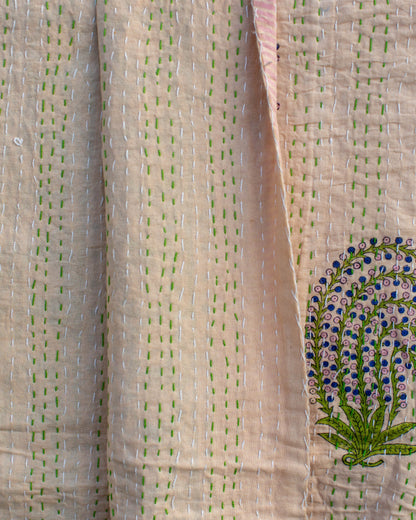 Floral Gudri Kantha Throw