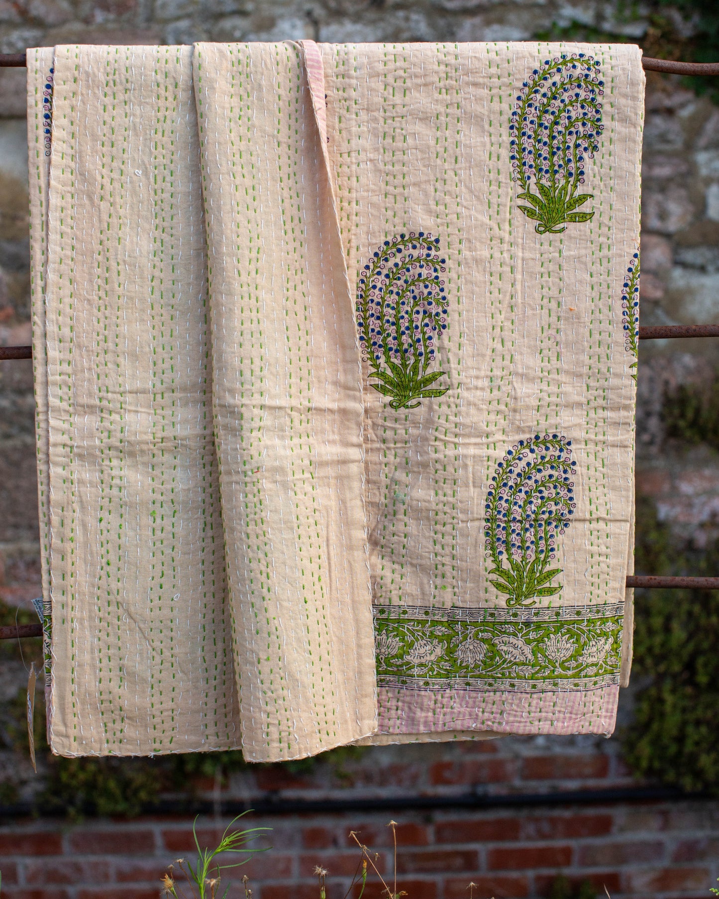 Floral Gudri Kantha Throw