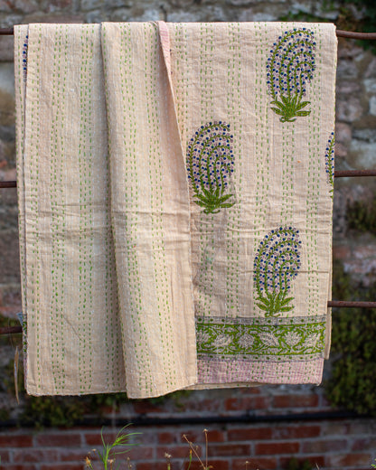 Floral Gudri Kantha Throw