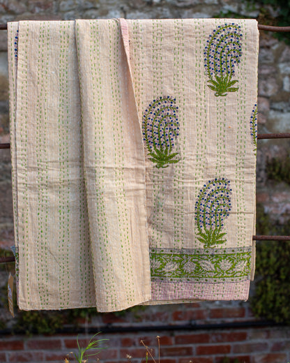 Floral Gudri Kantha Throw