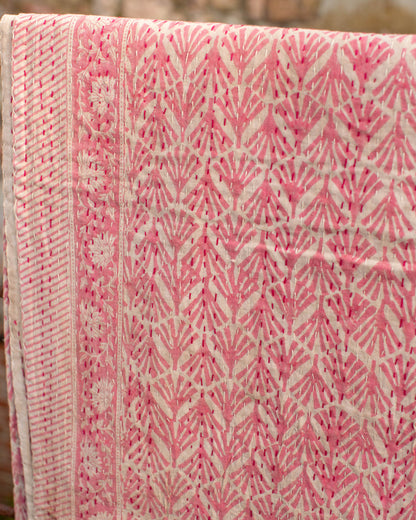 Pink Gudri Kantha Throw