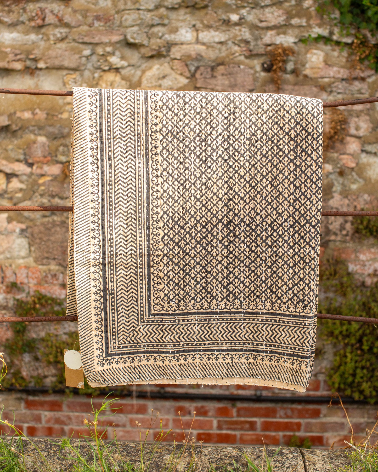 Black Gudri Kantha Throw