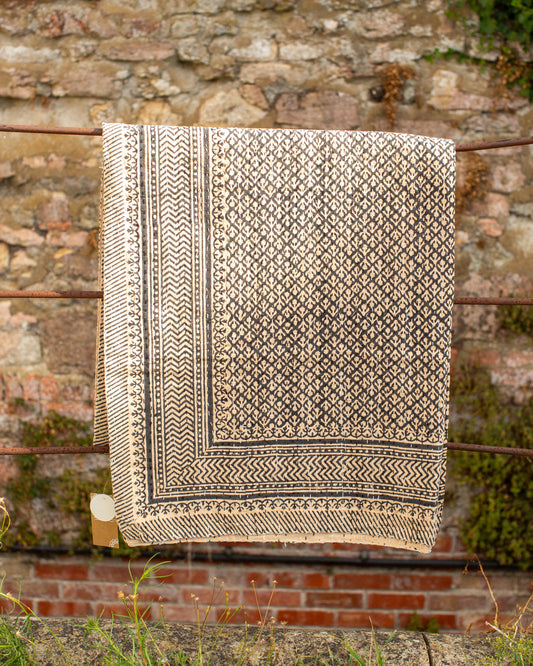 Black Gudri Kantha Throw