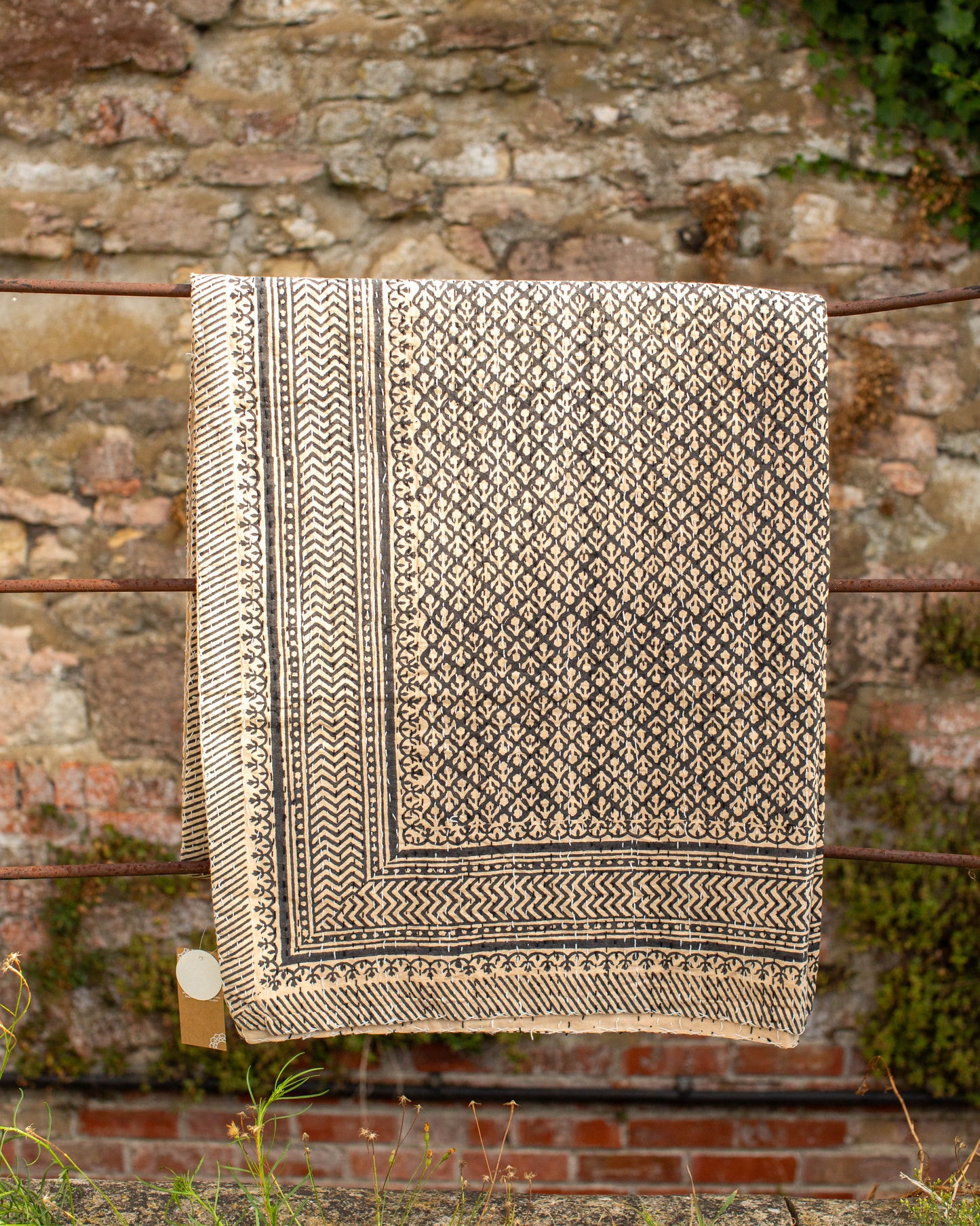 Black Gudri Kantha Throw