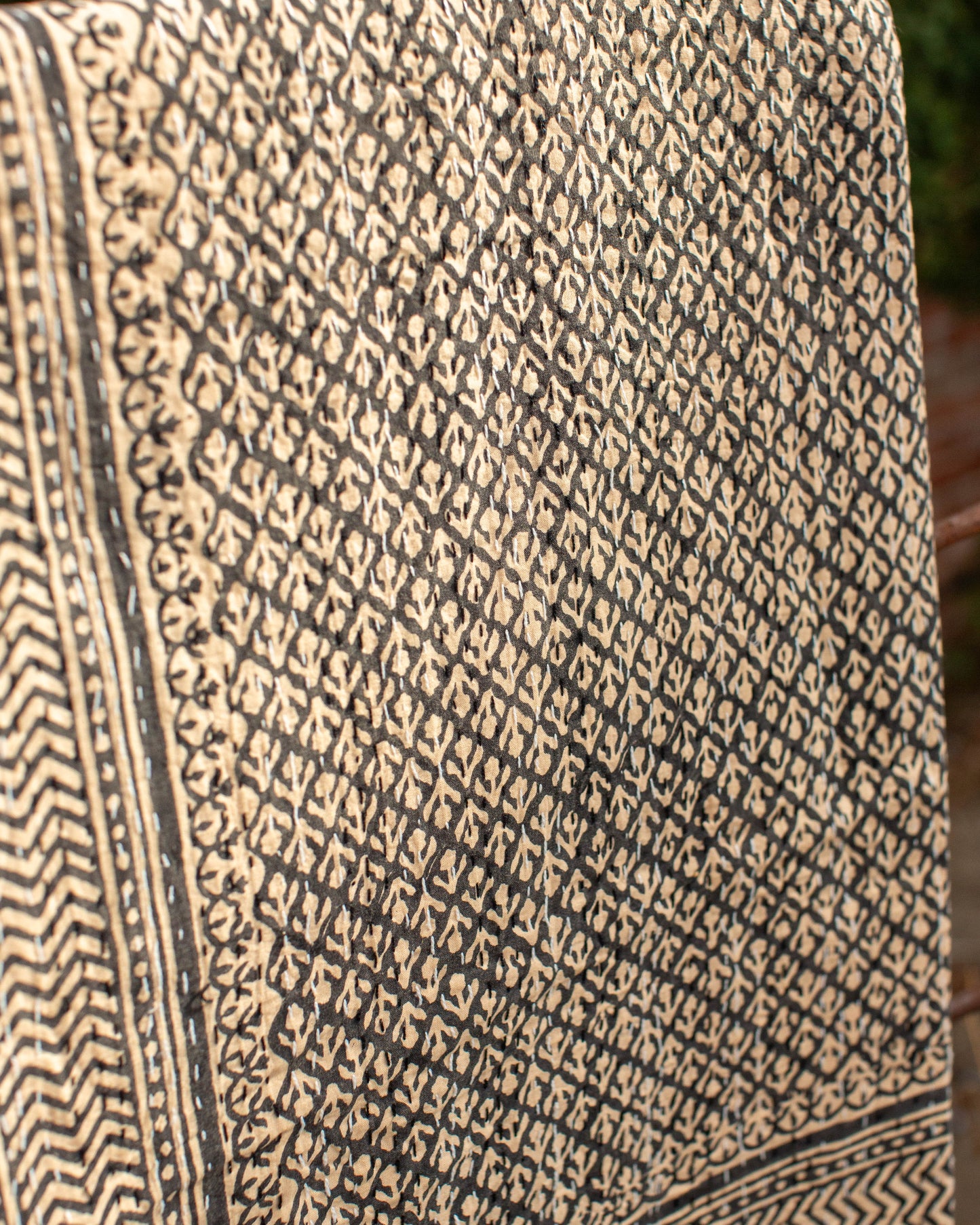 Black Gudri Kantha Throw