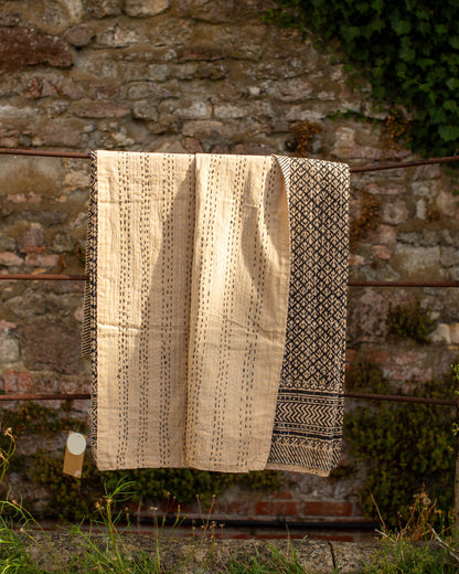 Black Gudri Kantha Throw