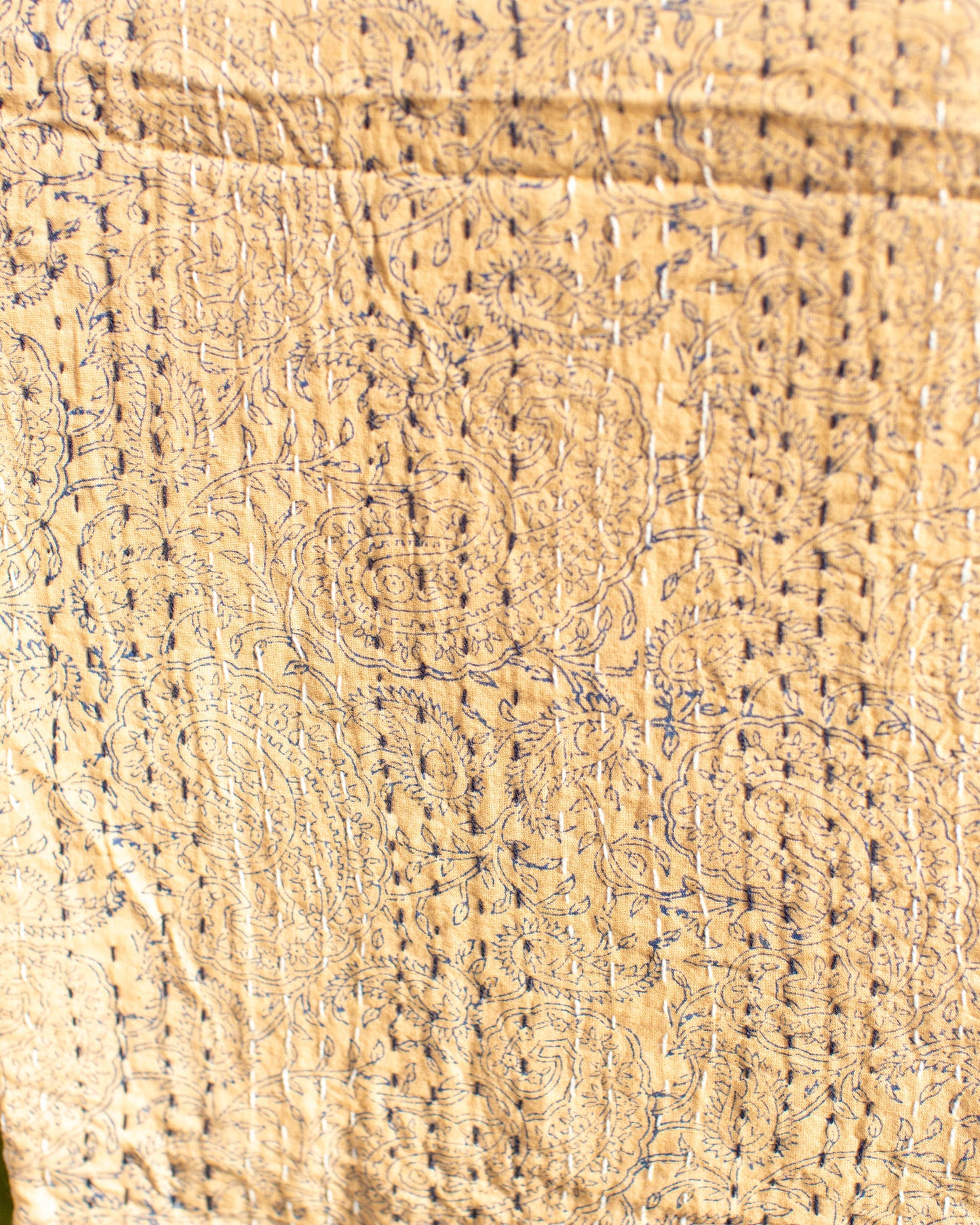 Blue Paisley Gudri Kantha Throw