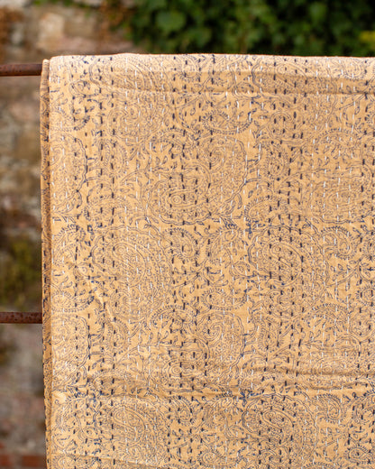 Blue Paisley Gudri Kantha Throw