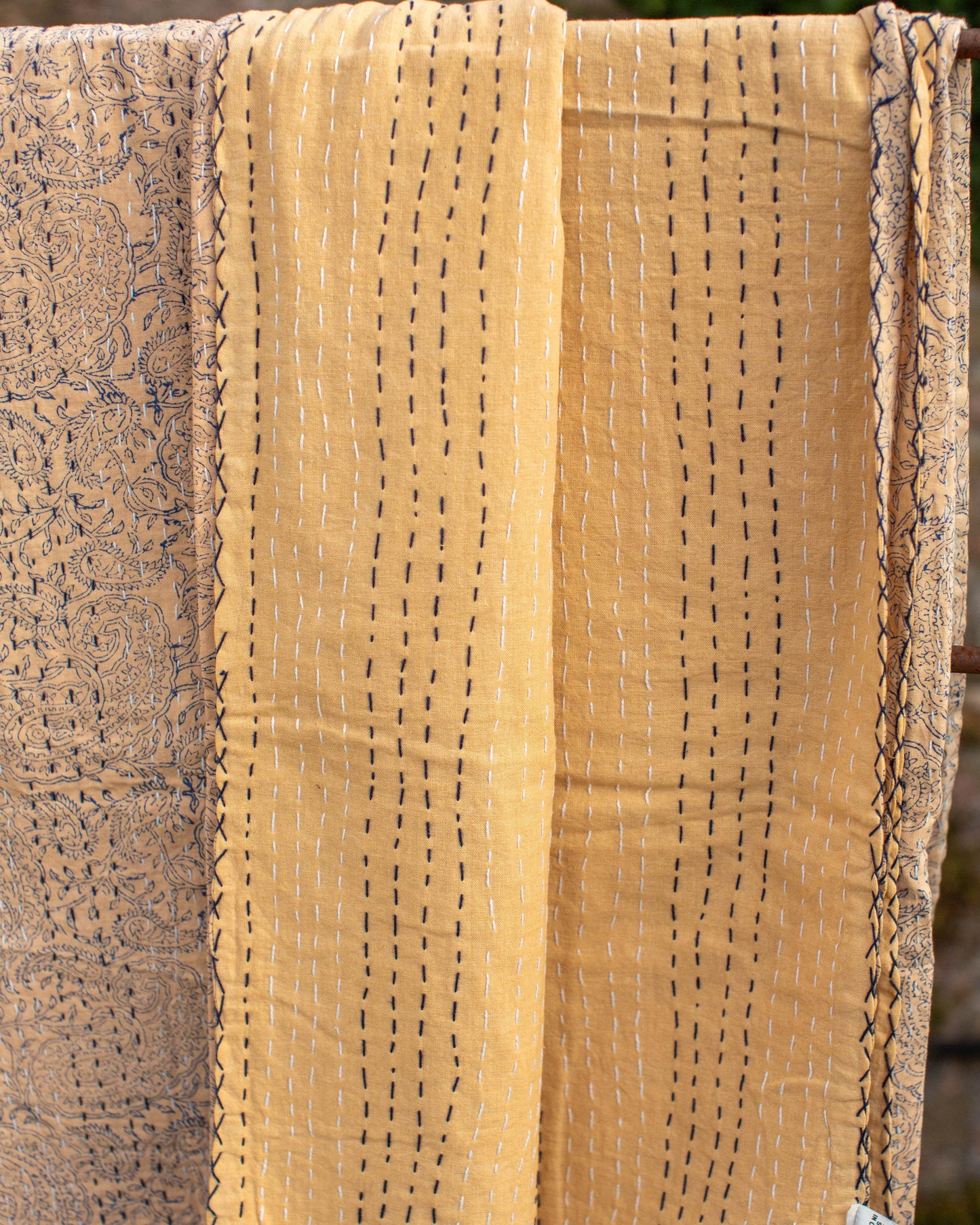 Blue Paisley Gudri Kantha Throw