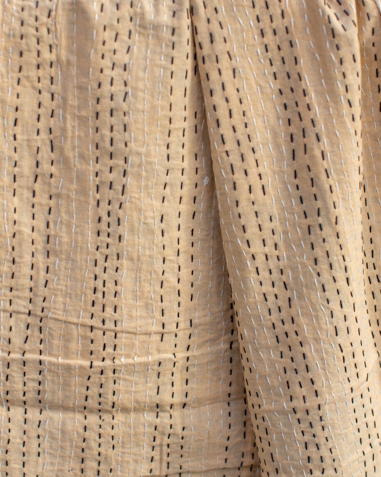 Black Floral Gudri Kantha Throw