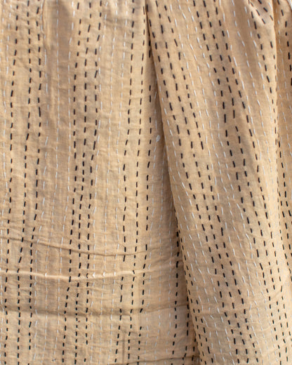 Black Floral Gudri Kantha Throw