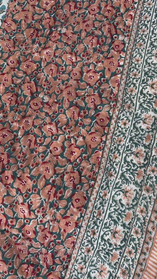150 x 220cm Print Block Padded Quilt - Easton