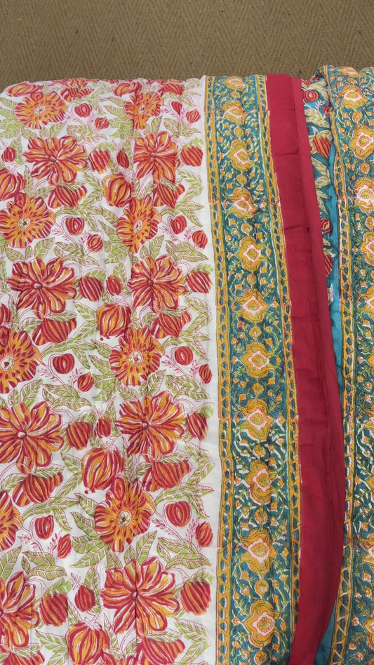 150 x 220cm Print Block Padded Quilt - Rushall