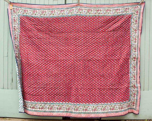 Print Block Padded Quilt - Stanton Red