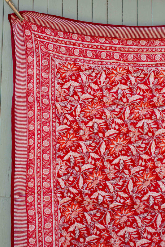 220 x 270cm Print Block Padded Quilt - Bedwyn