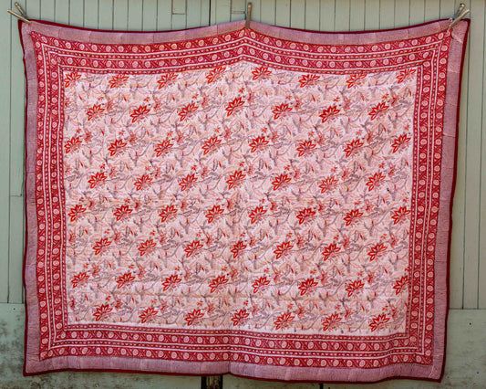 220 x 270cm Print Block Padded Quilt - Bedwyn