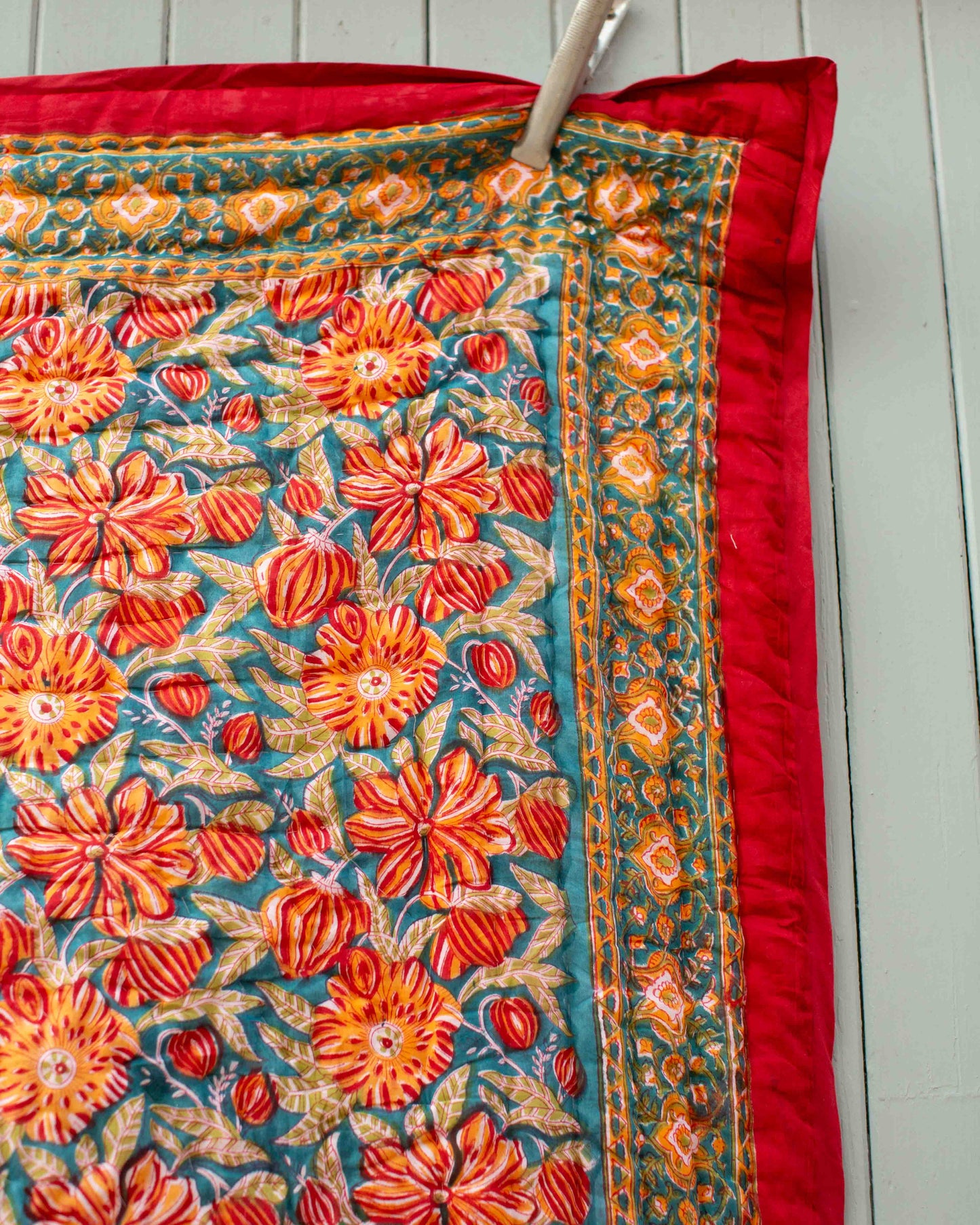 150 x 220cm Print Block Padded Quilt - Rushall