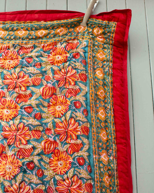 150 x 220cm Print Block Padded Quilt - Rushall