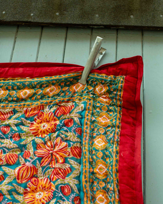 150 x 220cm Print Block Padded Quilt - Rushall