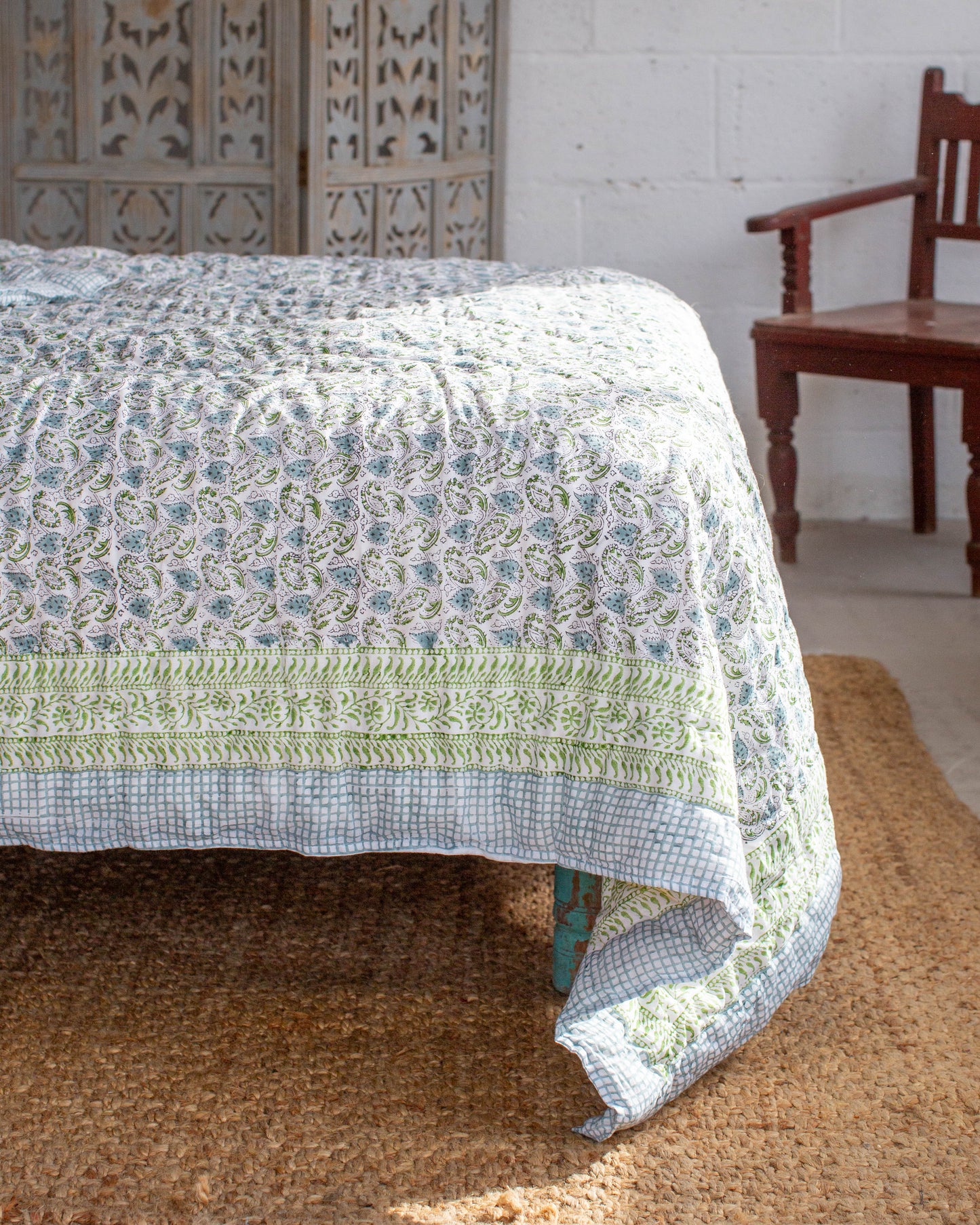 Print Block Padded Quilt - Wilsford