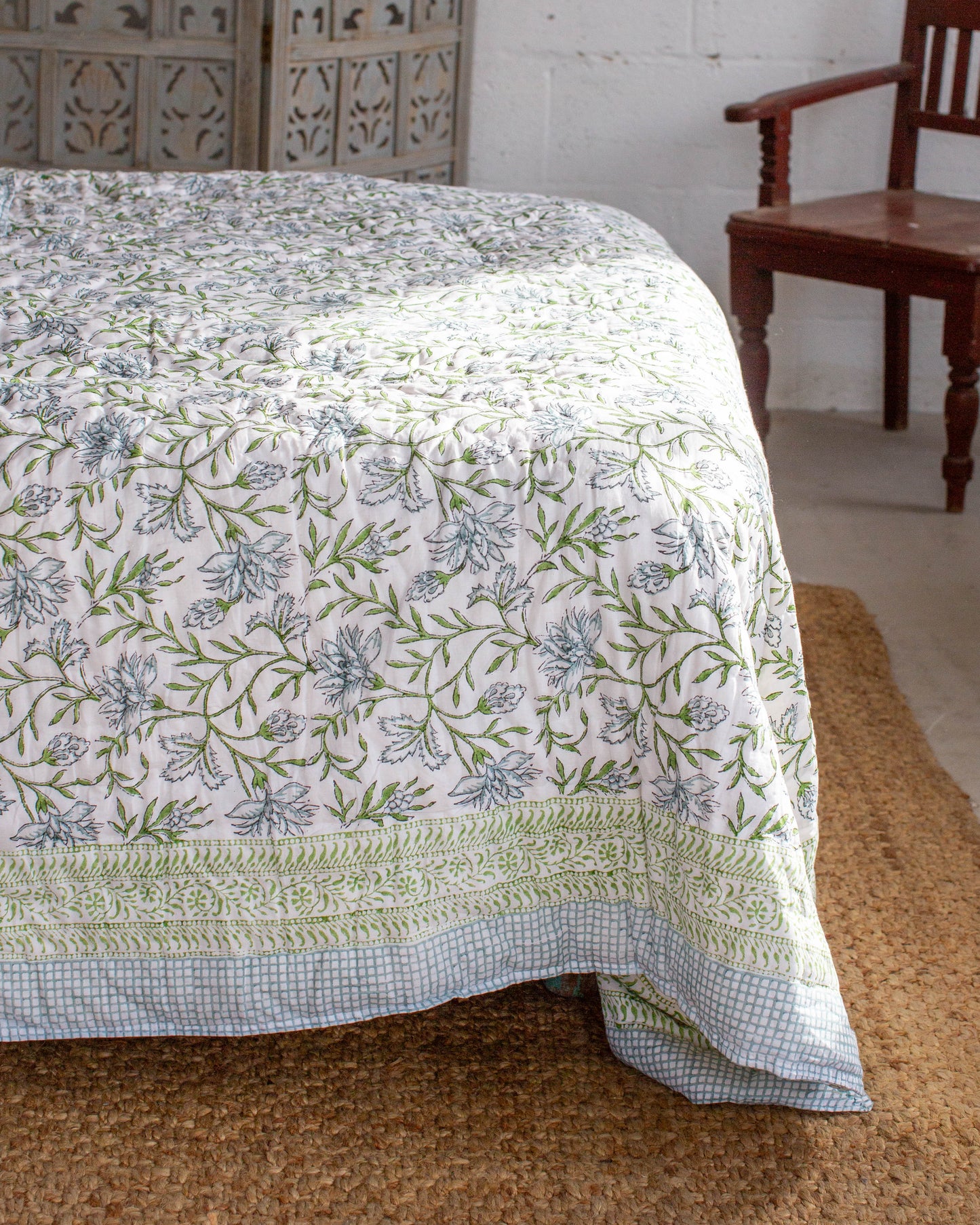Print Block Padded Quilt - Wilsford