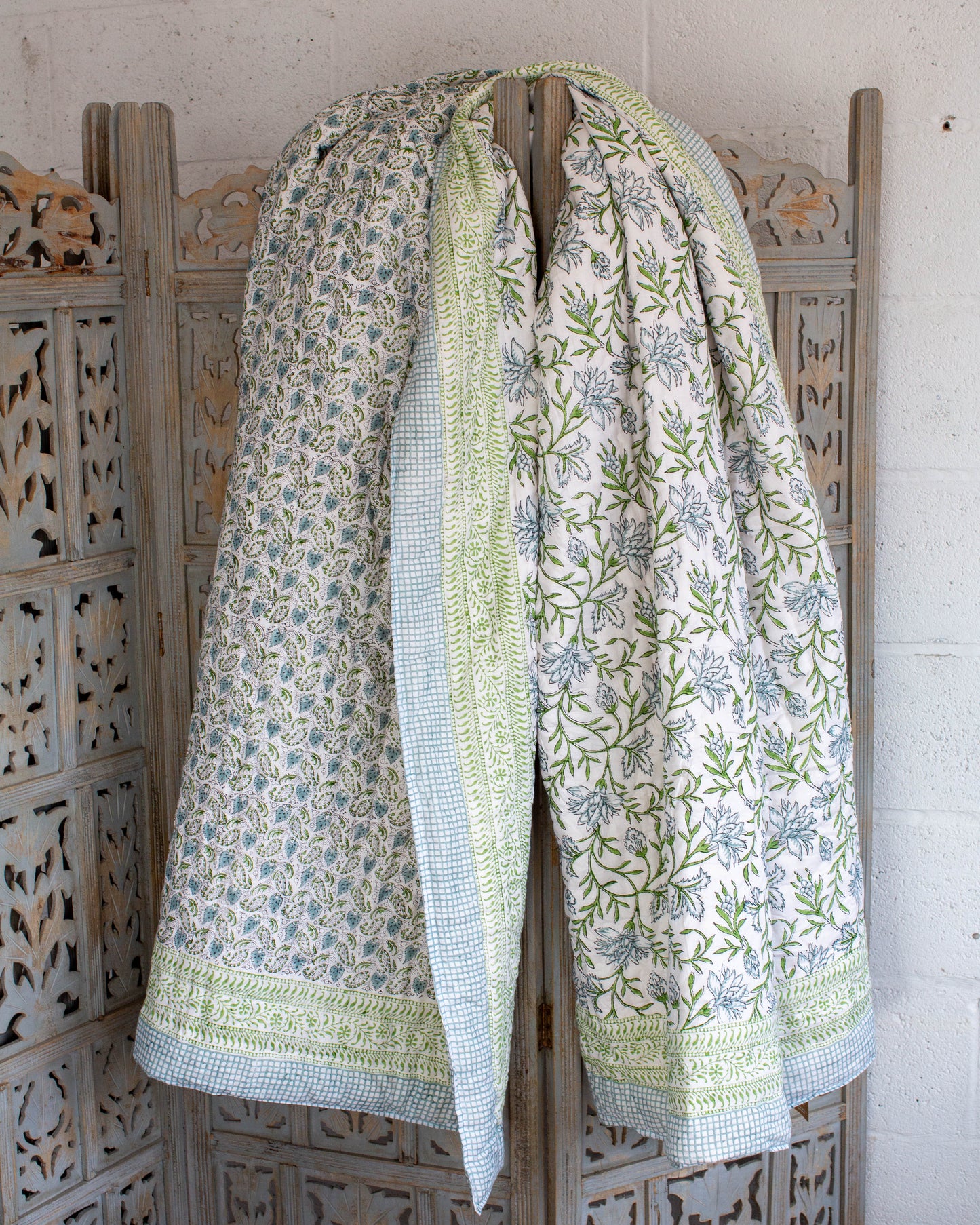 Print Block Padded Quilt - Wilsford