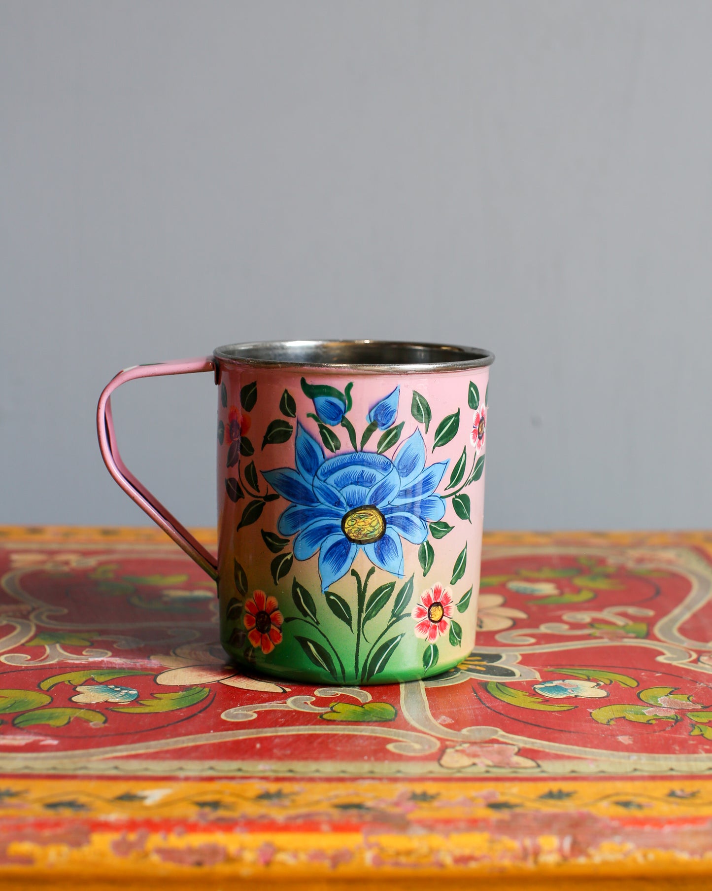 Hand Painted Floral Stainless Steel Mug