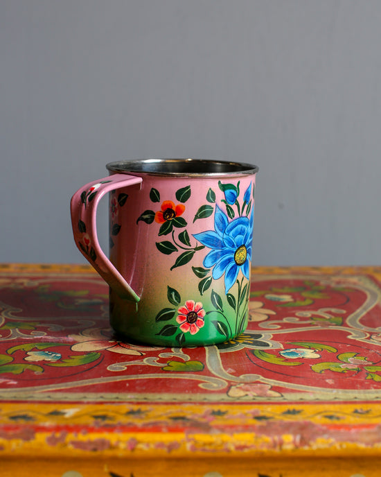 Hand Painted Floral Stainless Steel Mug
