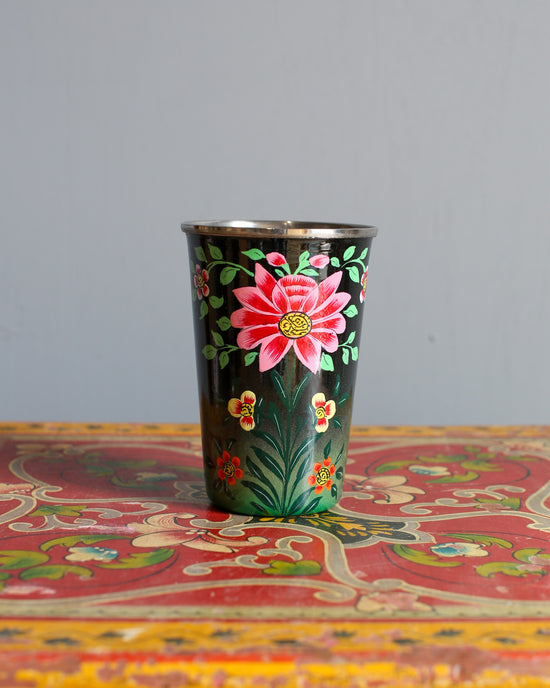 Hand Painted Floral Stainless Steel Cup