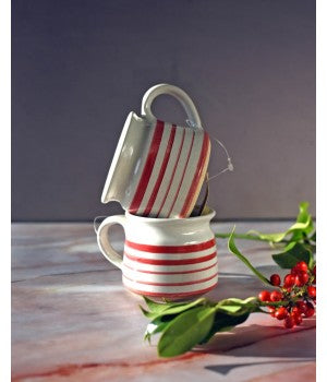 Set of 2 Red stripe Ceramic Mugs - The india Shop