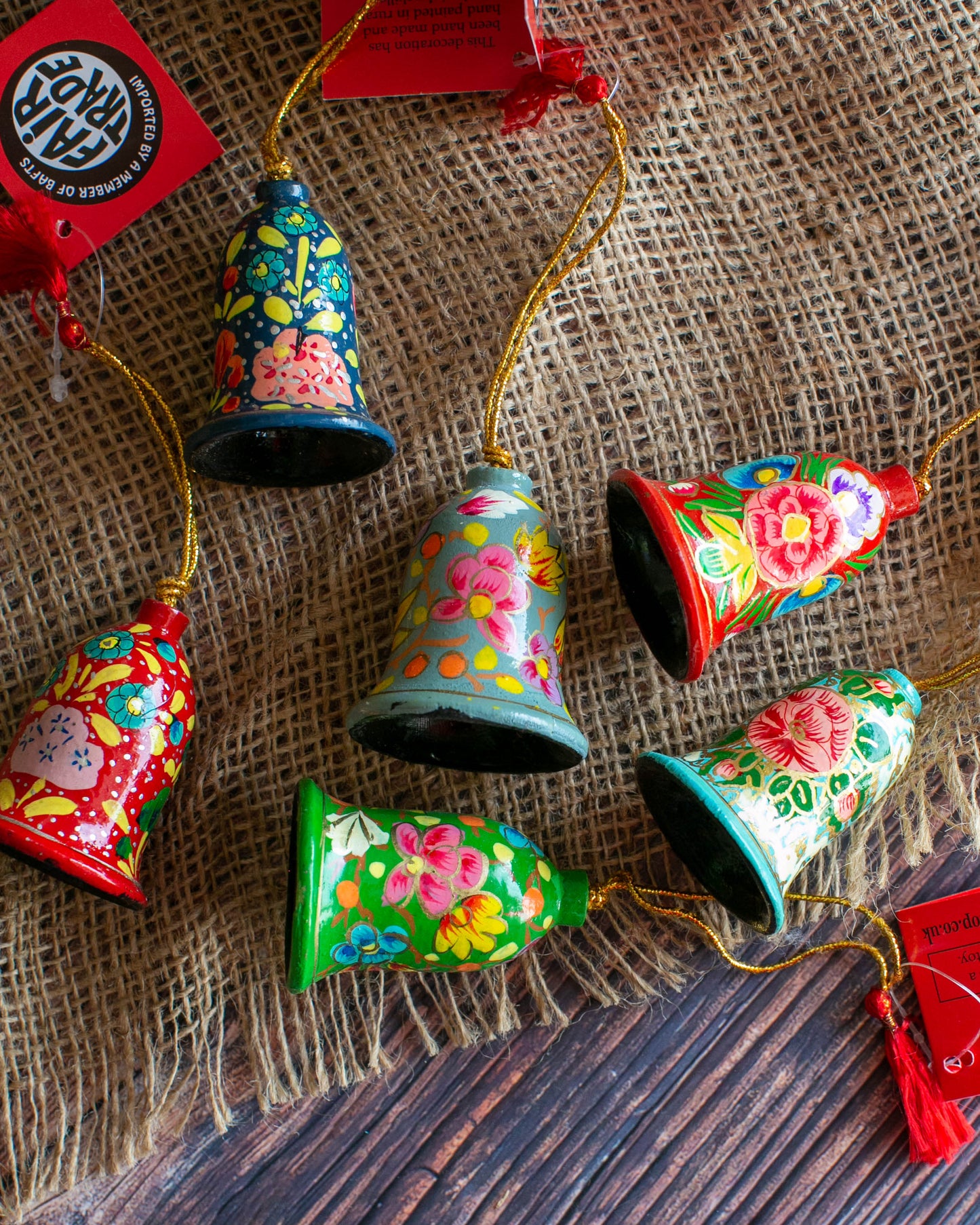 Assorted set of 6 Floral Bell Decoration