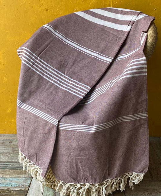 Chocolate Stripe Bed Throw