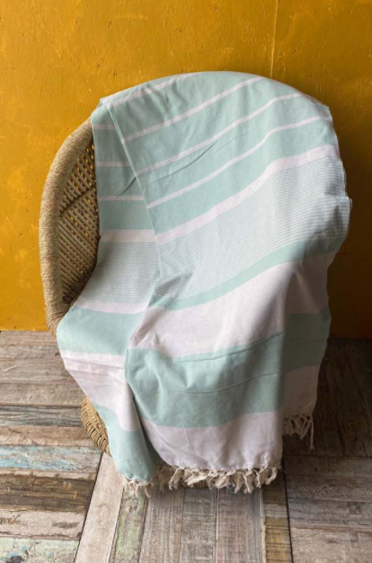 Mint Stripe Bed Throw