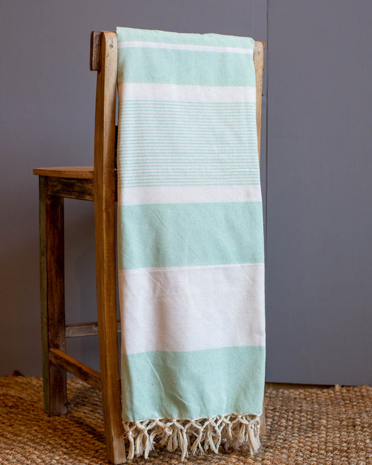 Mint Stripe Bed Throw