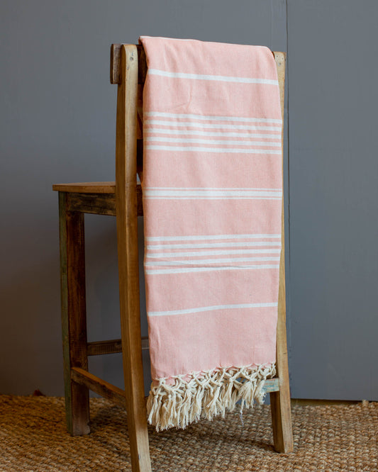 Peach Stripe Bed Throw