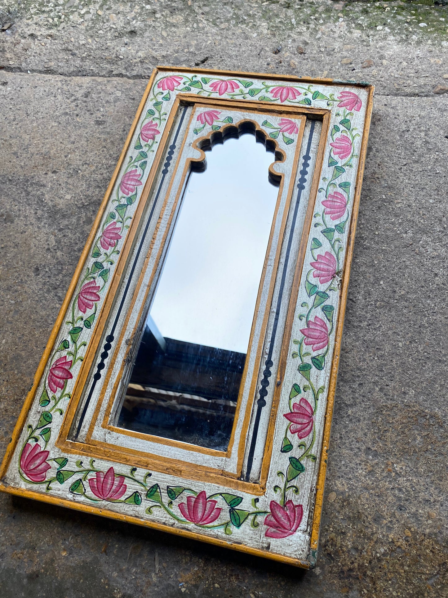 HandPainted white mirror