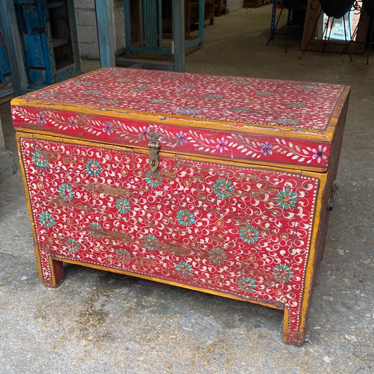 Red floral chest