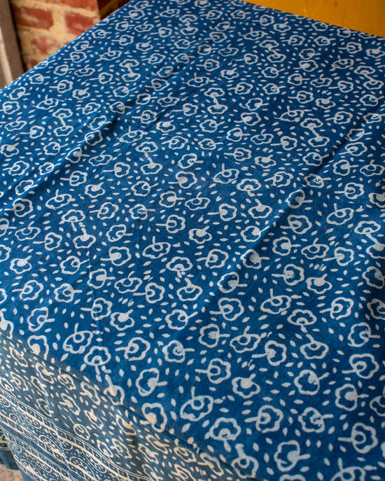 Cotton Indigo Print Tablecloth 150 x 220cm