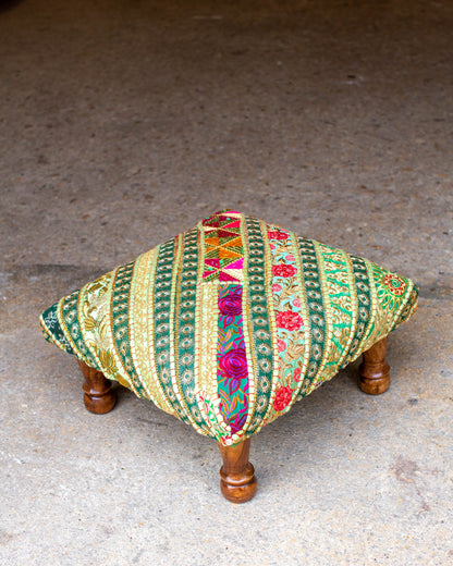 Upcycled Stripe Footstool