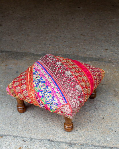 Upcycled Stripe Footstool
