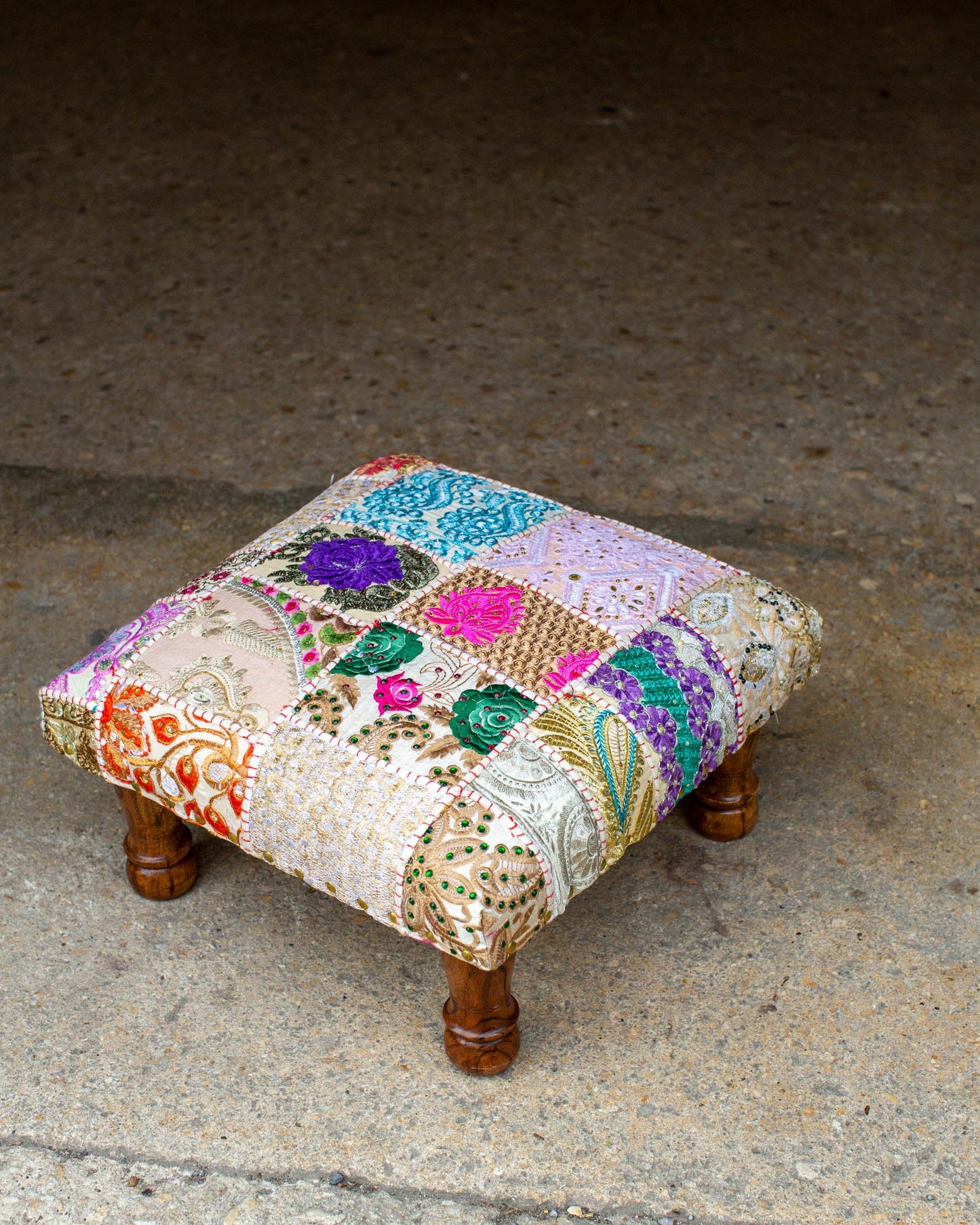 Upcycled Patchwork Foot stool