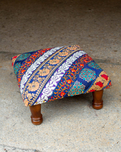 Upcycled Stripe Footstool